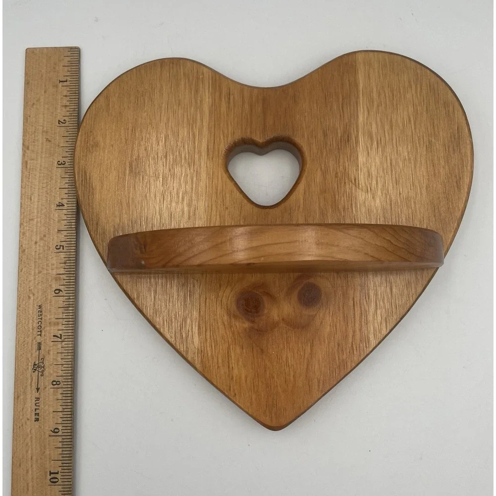 Vtg Wooden Handmade Heart Shelf Wall Rustic Country Cottage Decor 9